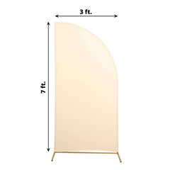 7ft Matte Beige Spandex Half Moon Chiara Backdrop Stand Cover, Custom Fitted Wedding Arch Cover