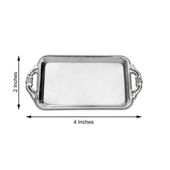 12-Pack Display Trays Party Favor Rectangular Design Silver - Mini Serving Platters for Candy and Desserts 4"