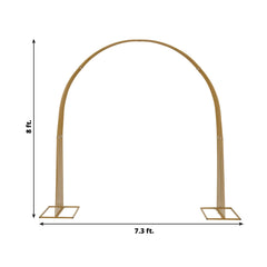 8ft Gold Metal Dome Wedding Arch, Heavy-Duty Backdrop Stand 3D Floral Balloon Frame