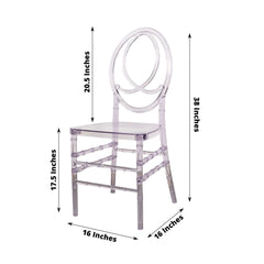 Acrylic Stackable Ghost Chair in Phoenix Chiavari style Transparent Resin with Oval Back Clear - Sleek Armless Design for Weddings & Gatherings