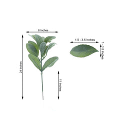 2 Stems 24" Tall Frosted Green Artificial Lambs Ear Leaf Indoor Plant