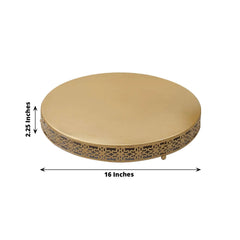 Metal 16" Round Pedestal Cake Stand Gold for Buffet Table Sweets Station
