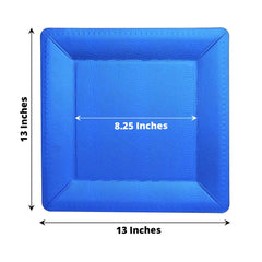 10-Pack Disposable Square Charger Plates in Royal Blue with Leather Like Texture - 1100GSM Durable Paper Chargers 13"