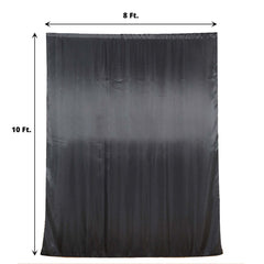 8ftx10ft Black Satin Event Curtain Drapes, Backdrop Event Panel