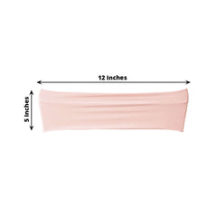 5 Pack Stretch Spandex Chair Sashes Blush - Fitted Finish Two Ply Heavy Duty Chair Bands 5"x12"