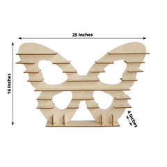 7-Tier Wooden Dessert Display Stand Butterfly Shaped Design Natural - Double Sided Cupcake Holder Shelf Rack 25"