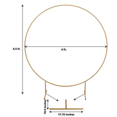 6.5ft Gold Metal Circle Wedding Arch Stand, Floral Balloon Garland Hoop, Round Backdrop Frame