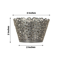 25-Pack Paper Cupcake Wrappers Lace Laser Cut Design Black - Muffin Baking Cup Trays for Events