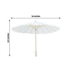 4-Pack Paper and Bamboo Parasol Umbrellas White - Decorative Centerpieces and Bridal Shower Photo Props 16"