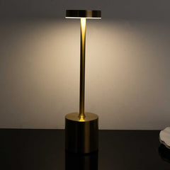Cordless Table Lamp Modern Metal Gold Design LED Dimmable with Touch Control - Rechargeable Night Light 13"