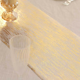 Disposable Table Runner Roll 11"x108" Metallic Gold Faux Suede Print - Stylish Non-Woven Event Decoration