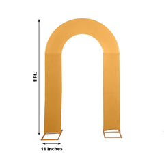 8ft Gold Spandex Fitted Open Arch Wedding Arch Cover, Double-Sided U-Shaped Backdrop Slipcover