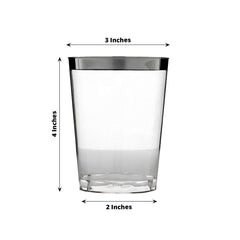 25-Pack Plastic Tumbler Cups Clear with Silver Rim - Stylish Disposable Party Glasses 10oz