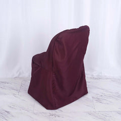 Polyester Slip On Folding Chair Covers Burgundy - Stain-Resistant Reusable Durable Fabric