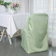 Polyester Slip On Folding Chair Covers Sage Green - Stain-Resistant Reusable Durable Fabric