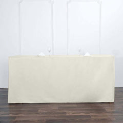 Fitted Polyester 72"x30" Rectangle Tablecloth Ivory - Durable Table Cover