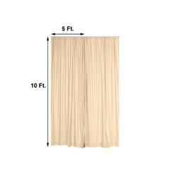 2 Pack Champagne Scuba Polyester Event Curtain Drapes, Durable Flame Resistant Backdrop Event Panels Wrinkle Free with Rod Pockets - 10ftx10ft