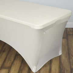 Stretch Spandex 96"x30" Rectangle Table Cover Ivory - Durable Form-Fitting Tablecloth