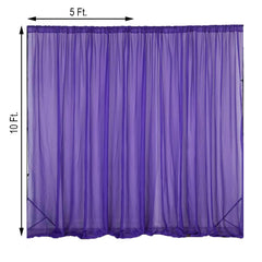 2 Pack Purple Sheer Chiffon Event Curtain Drapes, Durable Flame Resistant Organza Backdrop Event Panels With Rod Pockets - 10ftx10ft