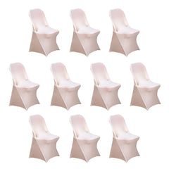 10 Pack Stretch Spandex Chair Covers Blush for Folding Chairs - Durable 160GSM Fitted Slipcovers