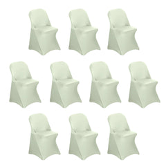 10 Pack Stretch Spandex Chair Covers Sage Green for Folding Chairs - Durable 160GSM Fitted Slipcovers
