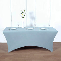 Stretch Spandex 96"x30" Rectangle Table Cover Dusty Blue - Durable Form-Fitting Tablecloth