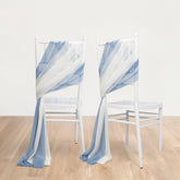 20-Pack Sheer Chair Drape Decor in Dusty Blue and Ivory – 9ft Shimmer Sash, Wrinkle-Free