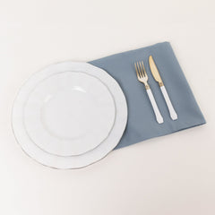 5 Pack Premium Polyester 20"x20" Napkins Dusty Blue - Wrinkle-Resistant & Durable Dinner Napkins