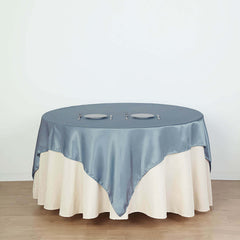 Satin 72"x72" Table Overlay Square Tablecloth Dusty Blue - Smooth Finish Table Cover