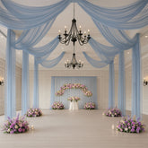 Dusty Blue Sheer Backdrop Drape – 5ftx32ft Wedding Arch & Ceiling Decor Panel, Wrinkle Free with Soft Shimmer