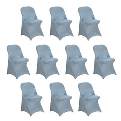10 Pack Stretch Spandex Chair Covers Dusty Blue for Folding Chairs - Durable 160GSM Fitted Slipcovers