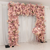 8ftx8ft Roll Up Flower Backdrop for Arch Stand, Dusty Rose with Fabric Backing - Artificial Silk Roses, Hydrangeas & Chrysanthemums for Weddings