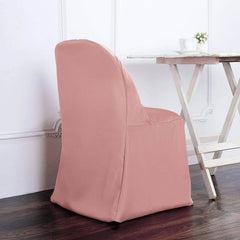 10 Pack Polyester Chair Covers for Folding Chairs Dusty Rose - Wrinkle-Free Stain-Resistant Slip-On Slipcovers