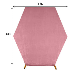 8ftx7ft Dusty Rose Soft Velvet Fitted Hexagon Wedding Arbor Cover