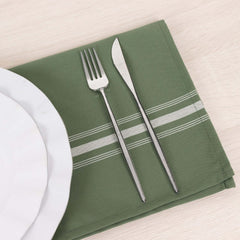 10 Pack Premium Spun Polyester 18"x22" Napkins Dusty Sage Green/White Bistro Style - Highly Absorbent Cotton-Like Feel Cloth Napkins