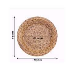 25-Pack Paper 7" Round Dessert Plates in Natural with Woven Rattan Print - Rustic Farmhouse Disposable 300GSM Appetizer Salad Plates for Indoor & Outdoor Gatherings