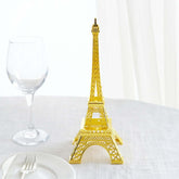 Eiffel Tower Table Centerpiece Metal Gold - Stylish Decorative Cake Topper for Parties & Gatherings 10"