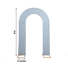 8ft Dusty Blue Spandex Fitted Open Arch Wedding Arch Cover, Double-Sided U-Shaped Backdrop Slipcover