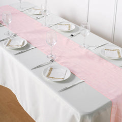 Taffeta 12"x108" Table Runner Blush - Accordion Crinkle Design