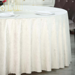 Premium Velvet 120" Round Tablecloth Ivory - Reusable Soft & Seamless Table Cover