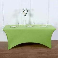 Stretch Spandex 6ft Rectangle Tablecloth Apple Green - Durable Form-Fitting Table Cover
