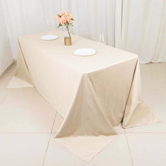 Scuba Rectangular 90"x132" Tablecloth Beige - Wrinkle Free, Stain Resistant & Seamless Table Cover