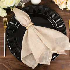 6-Pack Plastic Round Charger Plates 13" in Black with Bejeweled Rim, Luxe Decorative Dinner Party Charger Tableware