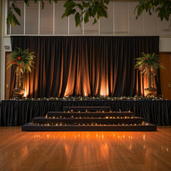 Portable Stage Skirt Black Polyester Platform Skirting Cloth for Events, Performances & Wedding Staging - 48"x20ft