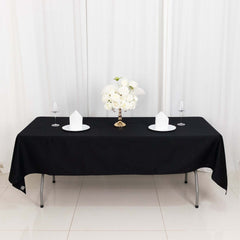 100% Cotton 60"x102" Rectangle Tablecloth Black Linen - Soft & Breathable Table Cover