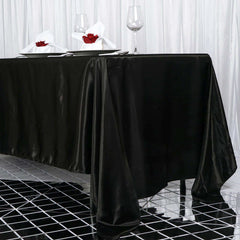 Satin Rectangular 72"x120" Tablecloth Black - Smooth & Easy to Maintain Table Cover