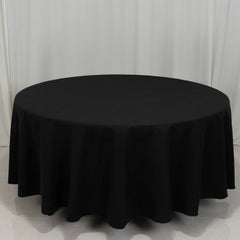 Cotton Blend 108" Round Tablecloth Black - Wrinkle-Resistant Design