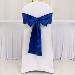 5 Pack Lamour Satin 6"x106" Chair Sashes Royal Blue - Stylish Reusable Decorative Bows