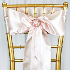 5 Pack Satin Chair Sashes Blush - Durable Chair Bows with Shiny Finish 6"x106"