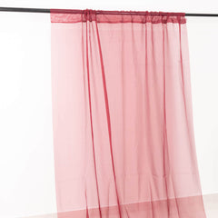 5ftx32ft Burgundy Chiffon Curtain Panel, Durable Flame Resistant Backdrop Ceiling Drapery With Rod Pocket